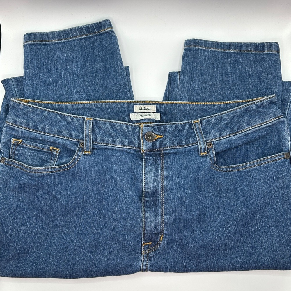 L.L.Bean Classic Fit Straight Leg Denim Jeans Women‎ 16 Regular Blue Medium Wash